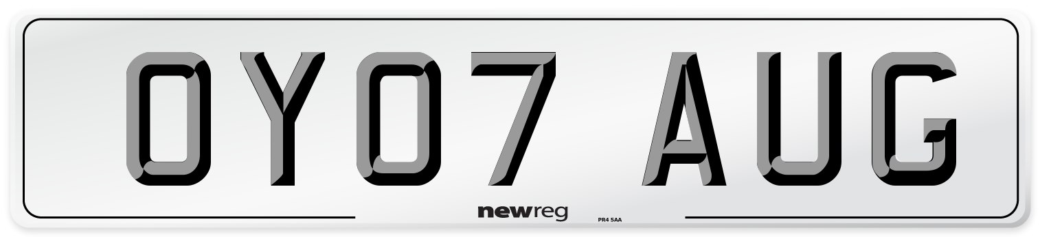 OY07 AUG Number Plate from New Reg